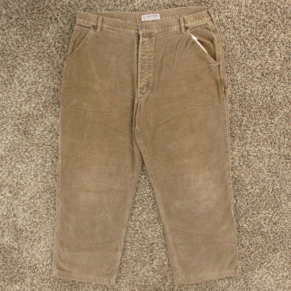 Abercrombie & Fitch Vintage 90s‎ Pants Men's 38x32 Tan Corduroy Carpenter Loose - Picture 1 of 8